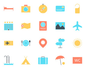 Travel Icons Set. Vector Simple Minimal 96x96 Pictogram