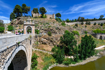 Alcantara Bridge, view from the defensive walls of Toledo