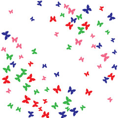 Summer Background with Colorful Butterflies. Simple Feminine Pattern for Card, Invitation, Print. Trendy Decoration with Beautiful Butterfly Silhouettes. Vector Background with Moth