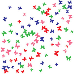 Summer Background with Colorful Butterflies. Simple Feminine Pattern for Card, Invitation, Print. Trendy Decoration with Beautiful Butterfly Silhouettes. Vector Background with Moth