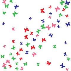 Summer Background with Colorful Butterflies. Simple Feminine Pattern for Card, Invitation, Print. Trendy Decoration with Beautiful Butterfly Silhouettes. Vector Background with Moth