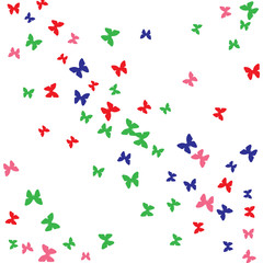 Summer Background with Colorful Butterflies. Simple Feminine Pattern for Card, Invitation, Print. Trendy Decoration with Beautiful Butterfly Silhouettes. Vector Background with Moth