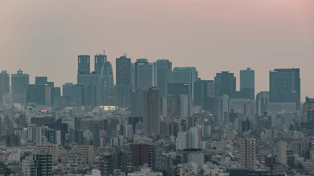 4K Timelapse Sequence of Tokyo, Japan - The skyline of Shinjuku in Tokyo filmed from the Bunkyo Civic Center
