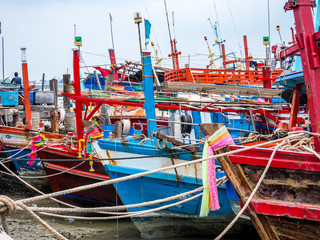 fishing boat in Thailand at the harbor.