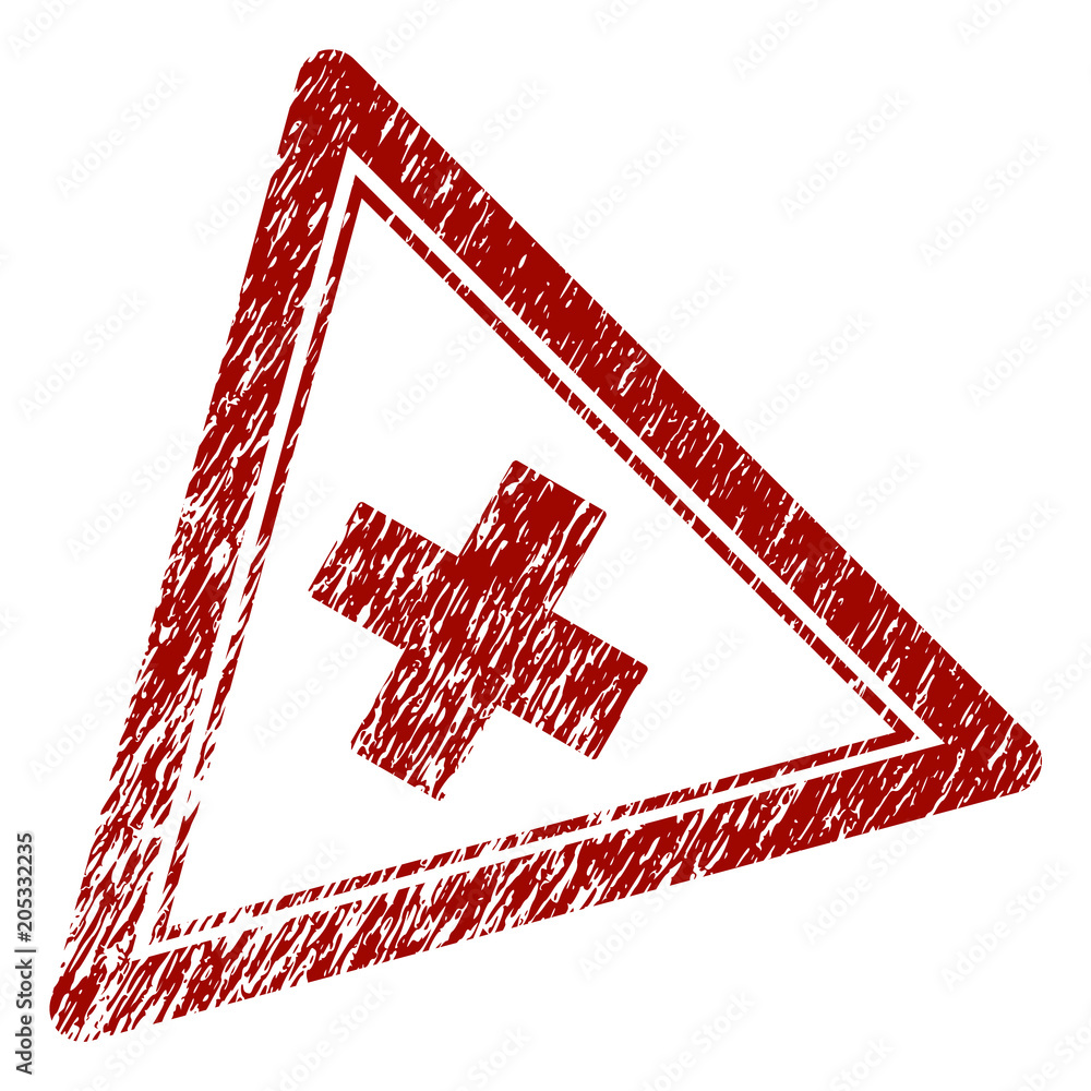 Poster Reject triangle rubber stamp seal. Vector element with distress design and unclean texture in red color. Designed for overlay watermarks and distressed seal prints.