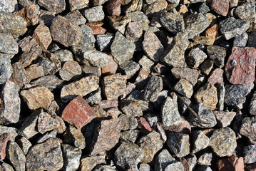 Colorful crushed stones, close up detail,  background texture, top view