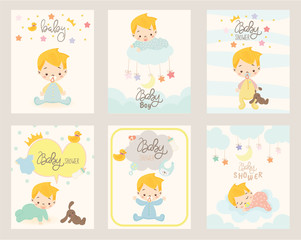 cute boy for baby shower invitation card design template