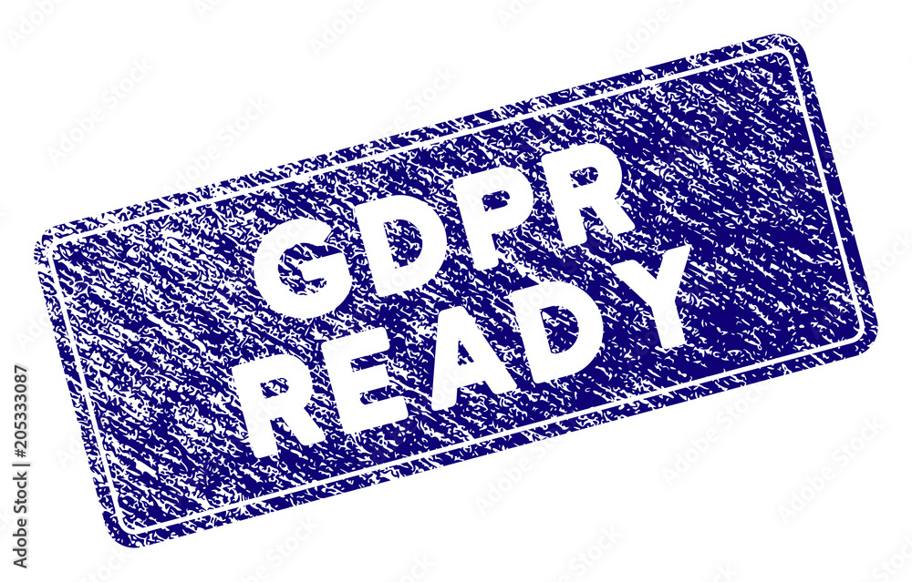 Poster gdpr ready rounded rectangle stamp seal. vector element with grainy design and scratched texture in 