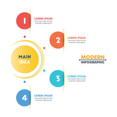 Circle Timeline Infographic Template with Colorful Rounded Design and Business Icons. Vector Illustration