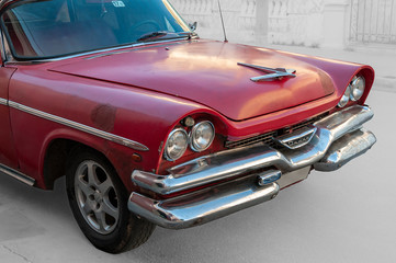 Fototapeta na wymiar Old red Dodge in Havana Cuba