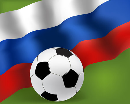Football 2018 world championship cup.Background in Russia flag colors