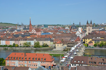 Obraz premium Aerial view on Wuerzburg with the 