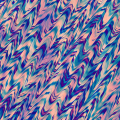 Abstract colorful chaotic zigzag pattern. Fantasy violet, blue and beige waves. Digital fractal art. 3D rendering.