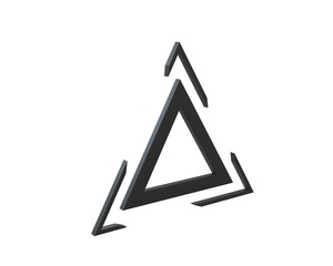 Triangle logo three line break out of the white background illustration 3D.