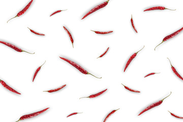 Dried and hot chili on white background for isolated with clipping path.