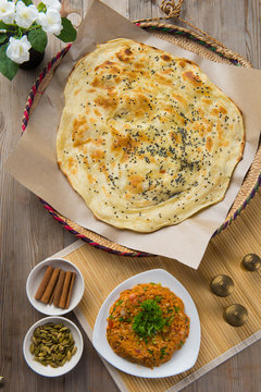 arabic bread flat lay