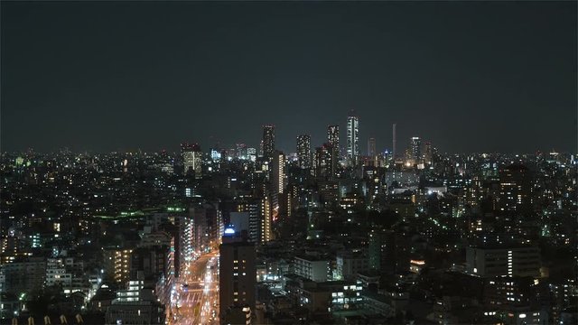 4K Timelapse Sequence of Tokyo, Japan - The North of Tokyo s city traffic at Night from the Sky Tree Tower