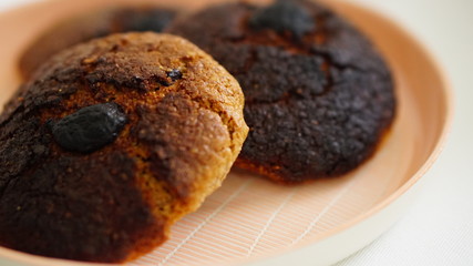 healthy biscuits standing on a white background