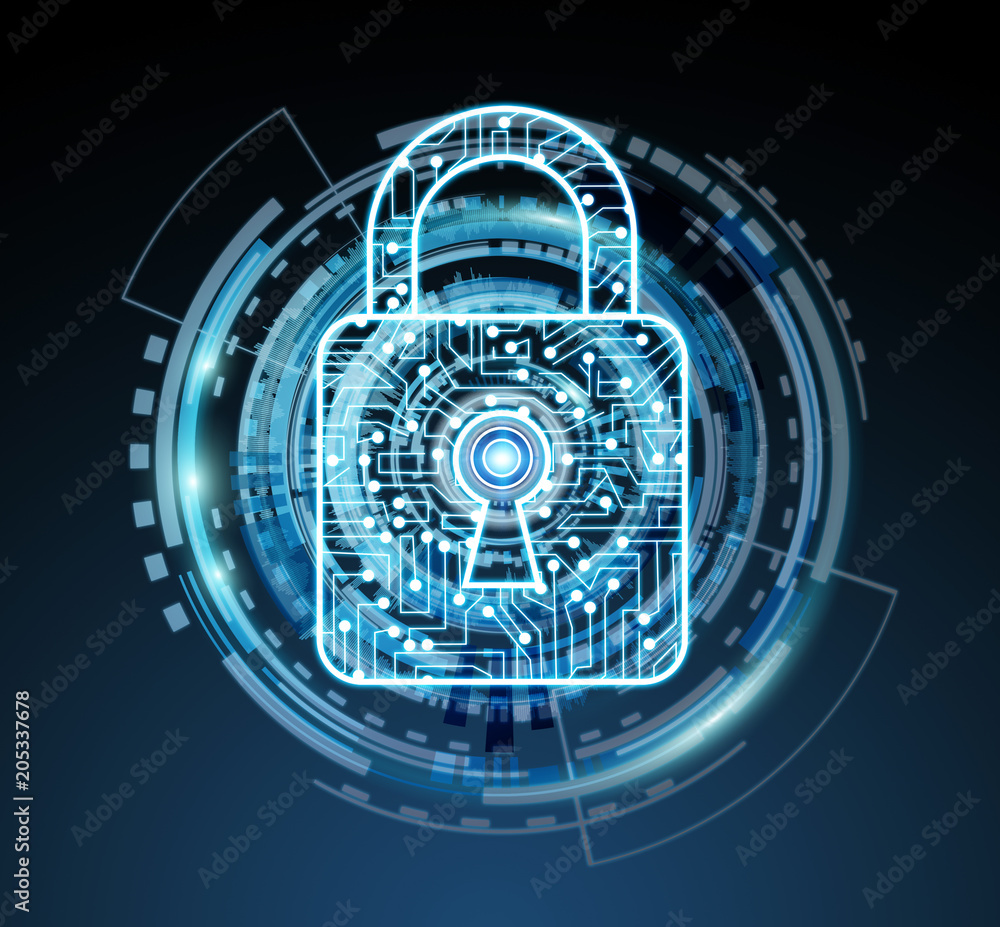 Leinwandbilder digital padlock securing datas 3d rendering