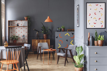 Geometric spacious grey flat interior