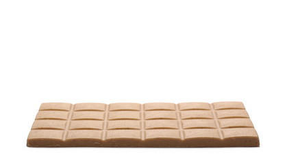 White nougat chocolate bar with hazelnuts isolated on white background