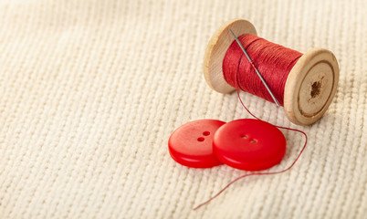 colored thread and buttons