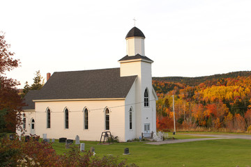 Ballantyne's Cove, Nova Scotia- Church of the Holy Rosary in the Fall