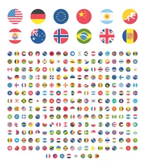Fotobehang All countries world rounded circle flat design flags, symbols, emoticons, icons. Emoji flag buttons, screen, display, website flag collection, set, stickers. © streptococcus