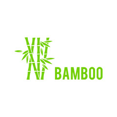 Bamboo tree icon on white background. Bamboo stalks and leaves vector icons.