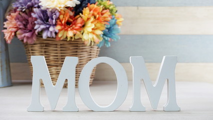 mom mother's day alphabet letter with space background