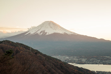 Mount Fuji on sunset days - Top view from mount.