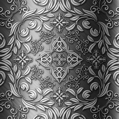 3D floral metal plate background