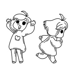 Cute cartoon kids. Vector and illustration.