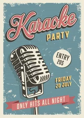 Gordijnen Karaoke party vintage poster © DGIM studio