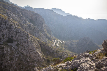 Fototapeta na wymiar Winding road in mountains on Mallorca, Spain