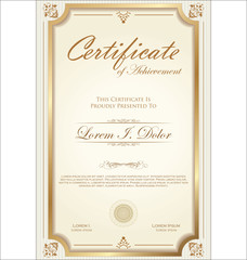 Certificate or diploma retro template illustration