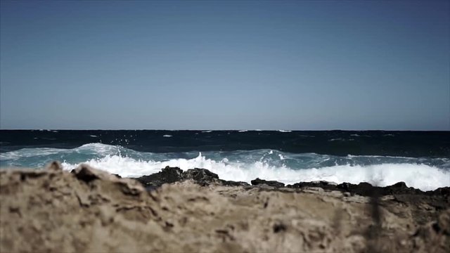 Aerial slow motion of beautiful sea waves.