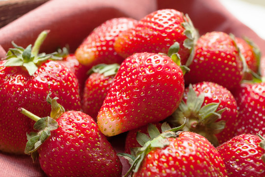 Strawberry background, red fruit dessert.