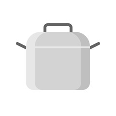 Cooking steel pot icon, flat design isolated vector