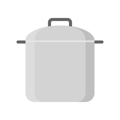 Cooking stew pot and lid icon, flat design isolated vector