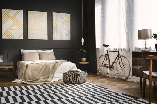 Retro bedroom with bike
