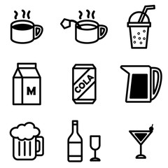 Simple outline of variety drink icon on white background