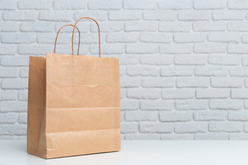 Shopping bags on table