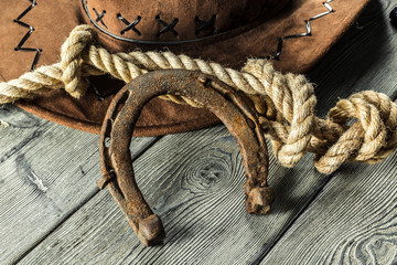 American West still life with old horseshoe