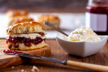 Scones with Strawberry Jam and Clotted Cream