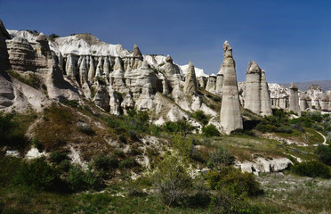 Volcanic rock pillars in Love Valley, Cappadocia,famous landmark,Turkey,hiking place