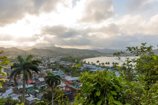 aerial view on baracoa and sea cuba