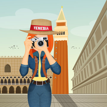 tourist girl in Venice