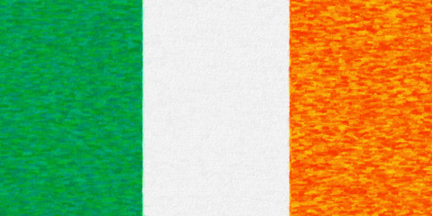 Fototapeta premium Watercolor flag of Ireland, paper texture. Symbol of Independence Day, souvenir soccer game, button language, icon.