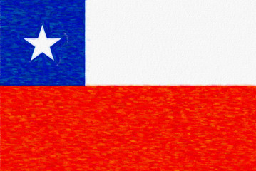 Watercolor flag of Chile, paper texture. Symbol of Independence Day, souvenir soccer game, button language, icon.